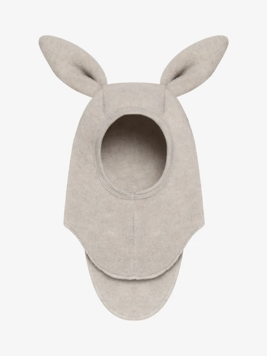 HUTTEliHUT Balaclava Ears Wool Fleece Camel Melange – kominiarka z wełny merino z króliczymi uszami
