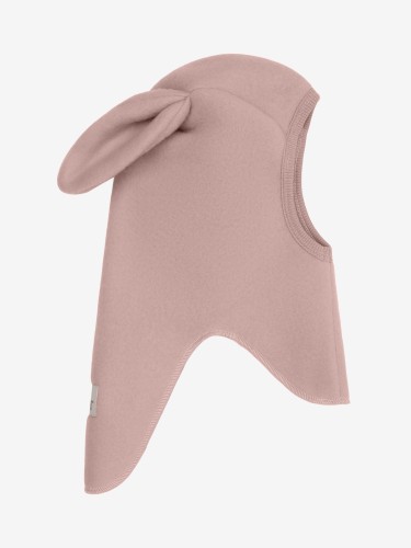 HUTTEliHUT Balaclava Ears Wool Fleece Mahogany Rose – wydłużony krój kominiarki merino
