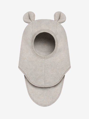 HUTTEliHUT Balaclava Ears Wool Fleece Camel Melange - kominiarka z wełny merino z uszami misia