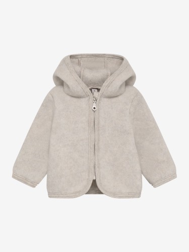 HUTTEliHUT Jacket Ears Wool Fleece Camel Melange – kurtka z wełny merino z kapturem