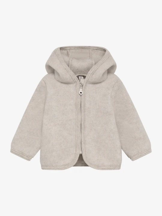 HUTTEliHUT Jacket Ears Wool Fleece Camel Melange – kurtka z wełny merino z kapturem