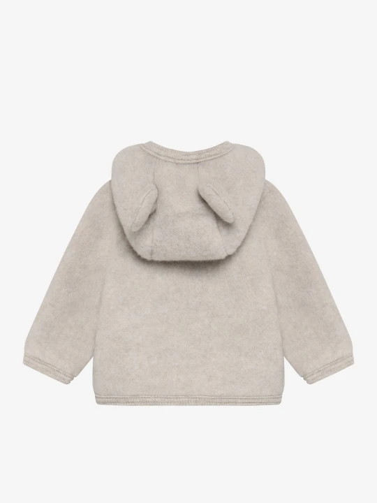 HUTTEliHUT Jacket Ears Wool Fleece Camel Melange – kurtka merino z uszkami na kapturze