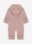HUTTEliHUT Pram Suit Ears Wool Fleece Mahogany Rose – kombinezon merino z kapturem i uszkami, widok z tyłu