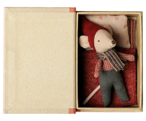 Maileg Christmas Mouse Baby in Book – myszka w łóżeczku ukrytym w książeczce