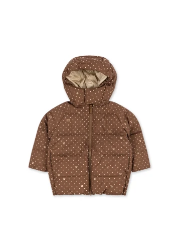 Konges Sløjd Nuka Jacket Cherry Dot Marrone ocieplana kurtka zimowa w wisienki