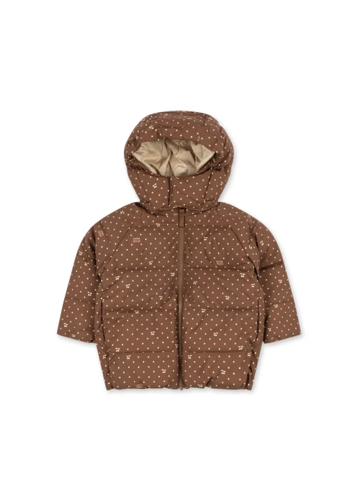 Konges Sløjd Nuka Jacket Cherry Dot Marrone ocieplana kurtka zimowa w wisienki