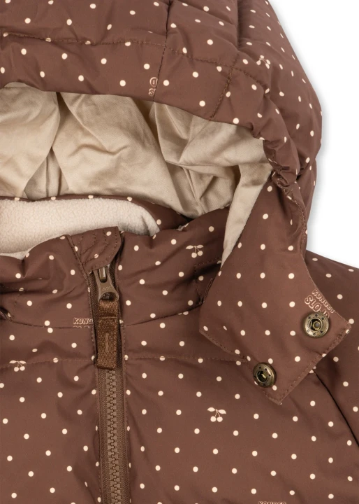 Konges Sløjd Nuka Jacket Cherry Dot Marrone odpinany kaptur i zapięcie