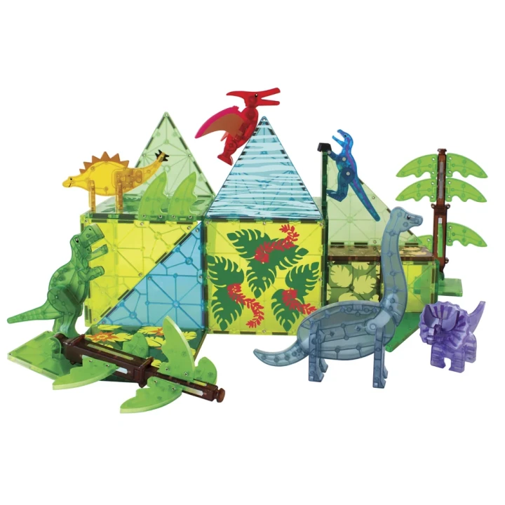 MAGNA-TILES Dino World XL – płytki XL, drzewa i dinozaury
