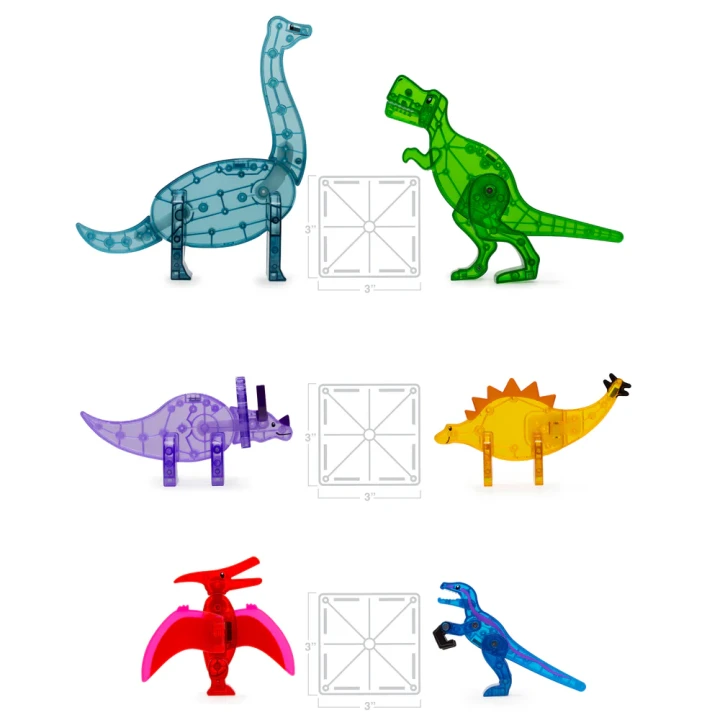 MAGNA-TILES Dino World XL – sześć ruchomych dinozaurów