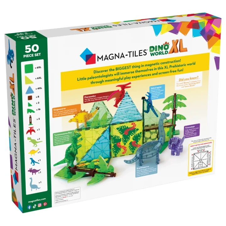 MAGNA-TILES Dino World XL 50 elementów – zawartość zestawu