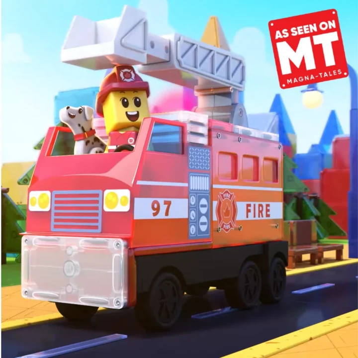 MAGNA-TILES Fire Station 50 el. magnetyczna remiza z wozem ratunkowym