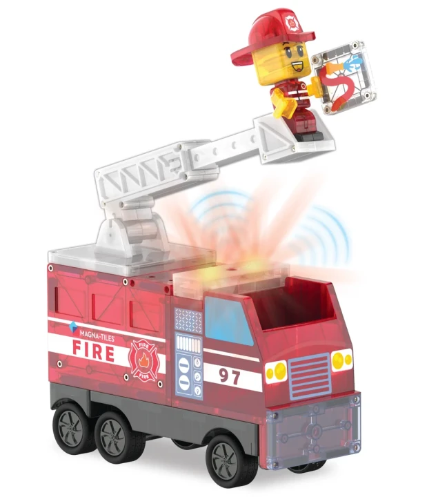 MAGNA-TILES Fire Station wóz strażacki z drabiną i efektami