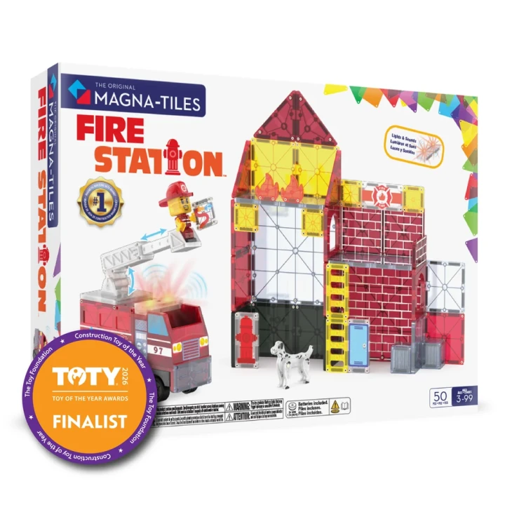 MAGNA-TILES Fire Station 50 el. remiza i wóz strażacki z drabiną