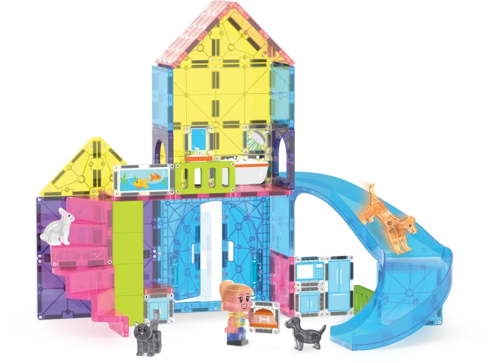 MAGNA-TILES Pet Playhouse – domek z podwójnymi drzwiami i spiralnymi schodami