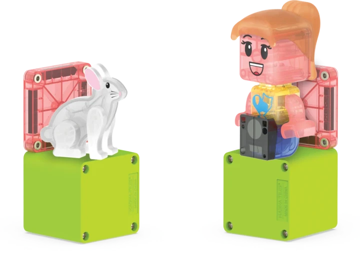 MAGNA-TILES Pet Playhouse – figurka opiekuna Mix &amp; Match i elementy microMAGS