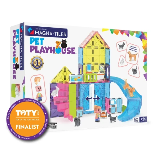 MAGNA-TILES Pet Playhouse 50 el. – klocki magnetyczne z domkiem i figurkami zwierząt