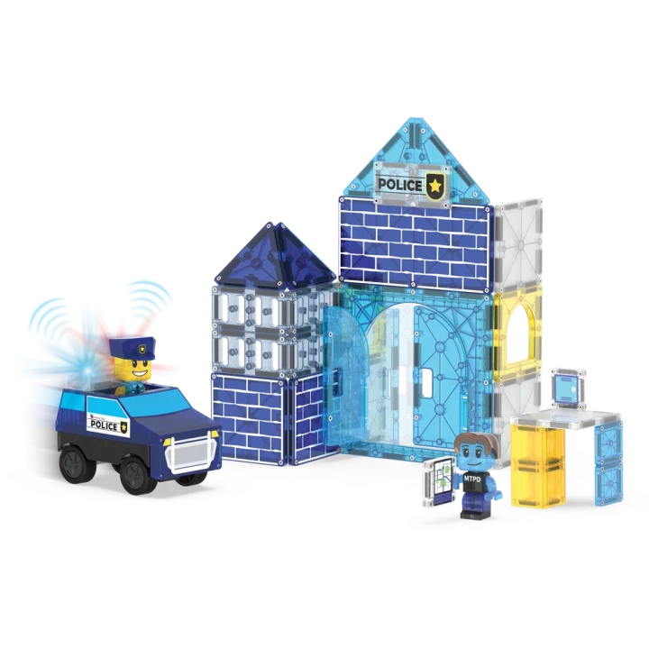 MAGNA-TILES Police Station – magnetyczny posterunek policji z bramą
