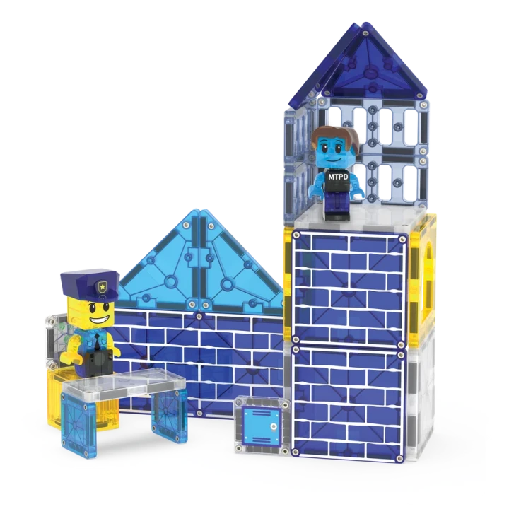 MAGNA-TILES Police Station – wysoki posterunek z wieżą policyjną