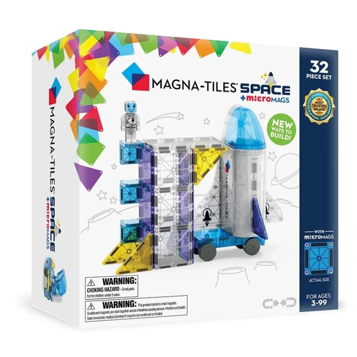 MAGNA-TILES Space 32 el. – klocki magnetyczne kosmos z promem i astronautą