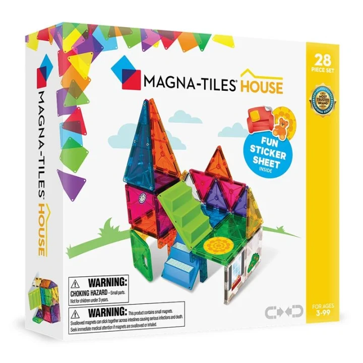 MAGNA-TILES House 28 el. – klocki magnetyczne domek ze schodami i drzwiami