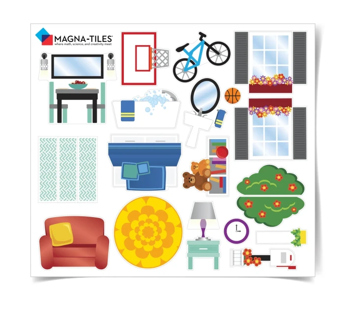 MAGNA-TILES House – 20 naklejek wielokrotnego użytku do dekorowania domku