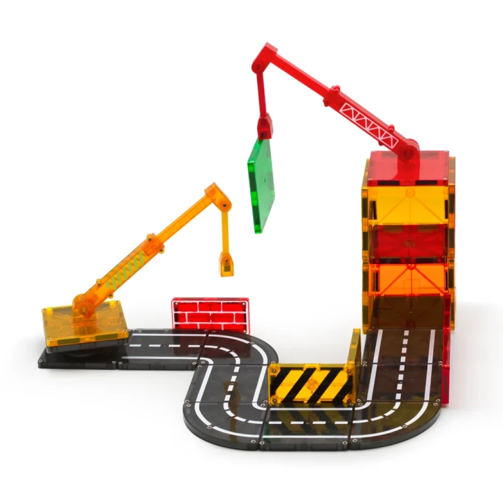 MAGNA-TILES Builder – wysuwany dźwig i pojazd budowlany