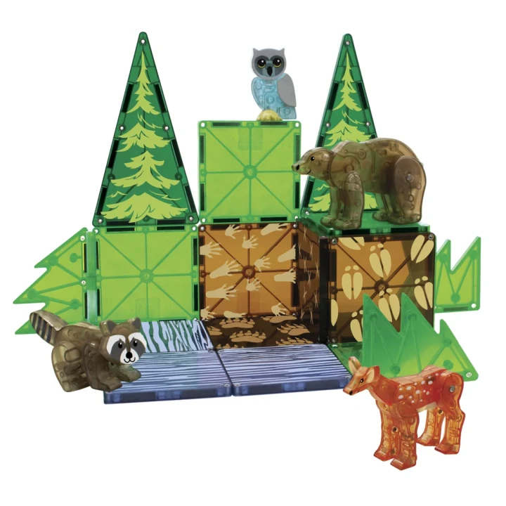 MAGNA-TILES Forest Animals – drzewa, strumień i leśna konstrukcja
