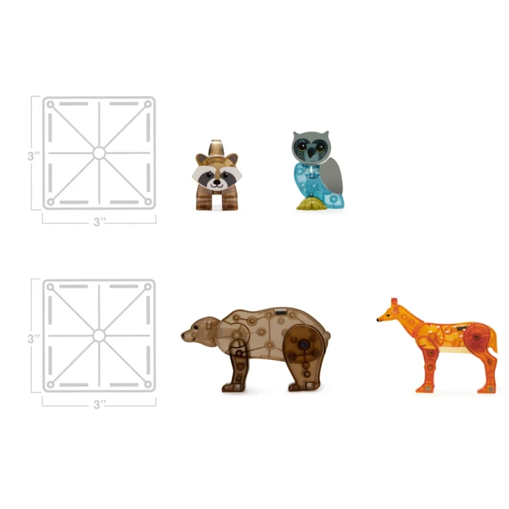 MAGNA-TILES Forest Animals – szop, sowa, niedźwiedź i jeleń