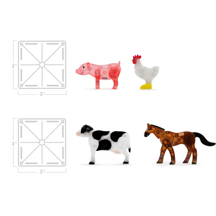 MAGNA-TILES Farm Animals – koń, krowa, świnka i kura