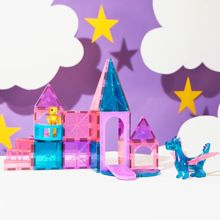 MAGNA-TILES Castle 25 – brokatowy zamek ze smokiem