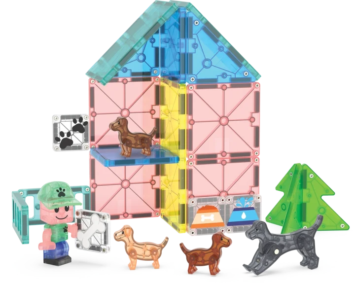 MAGNA-TILES Puppy Park 27 – domek i park z klocków magnetycznych