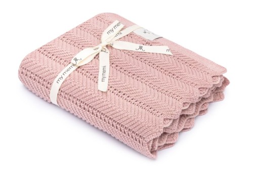 bambusowy-kocyk-my-memi-powder-pink-feather-80x100
