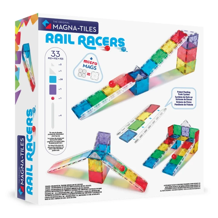 MAGNA-TILES Rail Racers 33 el. – zestaw do budowania torów dla kulki