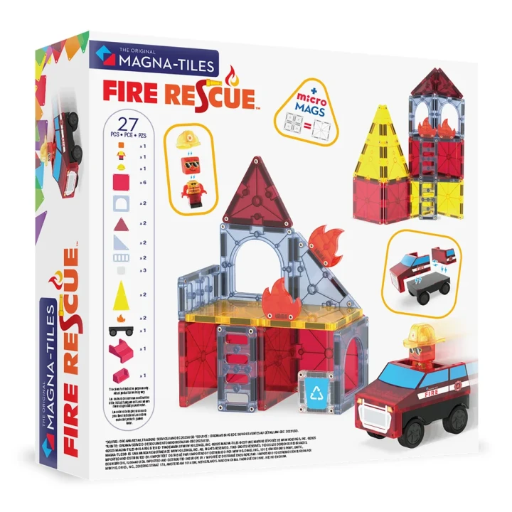 MAGNA-TILES Fire Rescue 27 el. – zestaw strażacki z pojazdem i figurką
