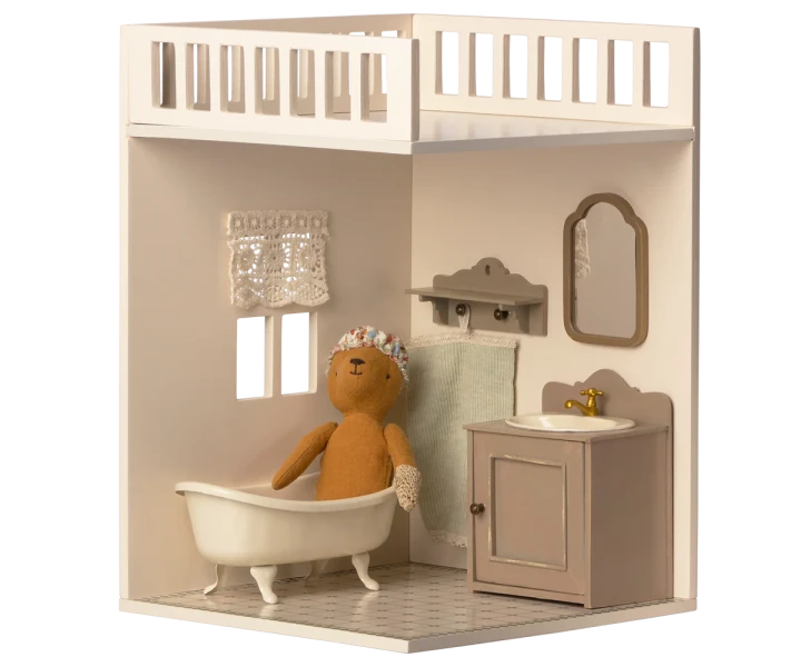 Maileg House of Miniature Bathroom, aranżacja miniaturowej łazienki