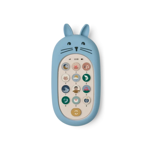 Liewood Fidi Beach Blue interaktywny telefon-zabawka z 13 przyciskami dźwiękowymi