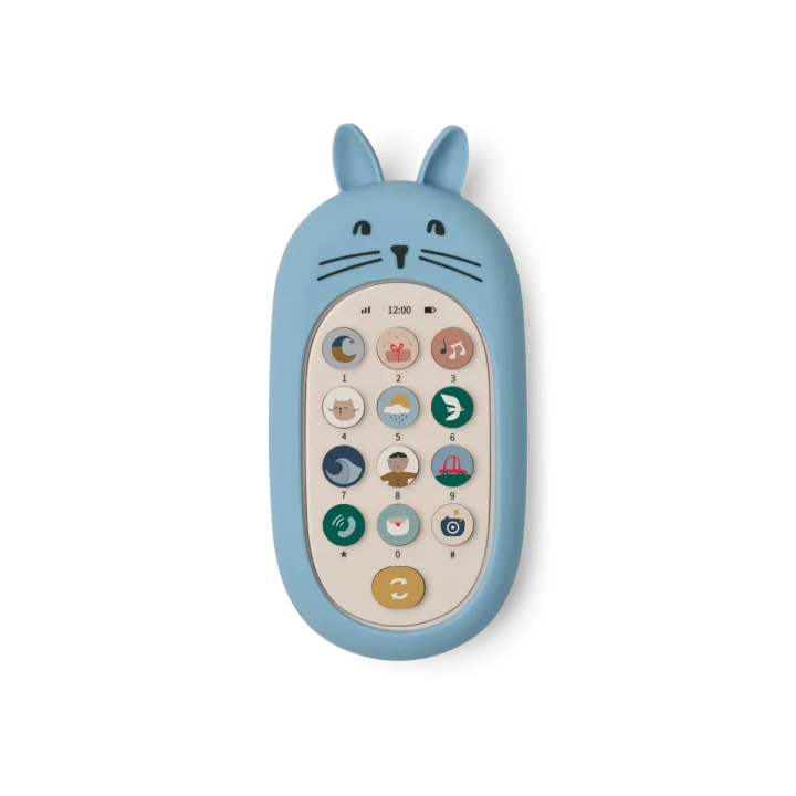 Liewood Fidi Beach Blue interaktywny telefon-zabawka z 13 przyciskami dźwiękowymi