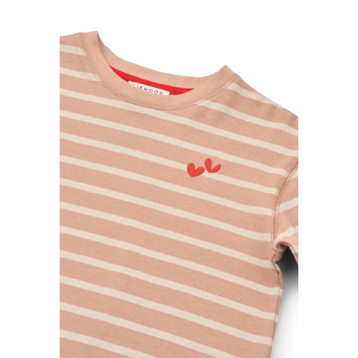 Liewood Tyler Pale Tuscany / Sandy Stripe longsleeve – zbliżenie pasków i wykończenia