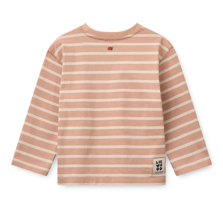 Liewood Tyler Pale Tuscany / Sandy Stripe bawełniana koszulka w paski – widok z tyłu
