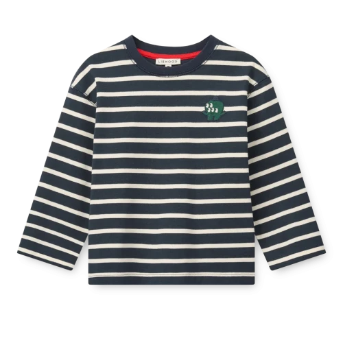 Liewood Tyler Y/D Stripe Classic Navy / Creme de la Creme koszulka z długim rękawem w paski