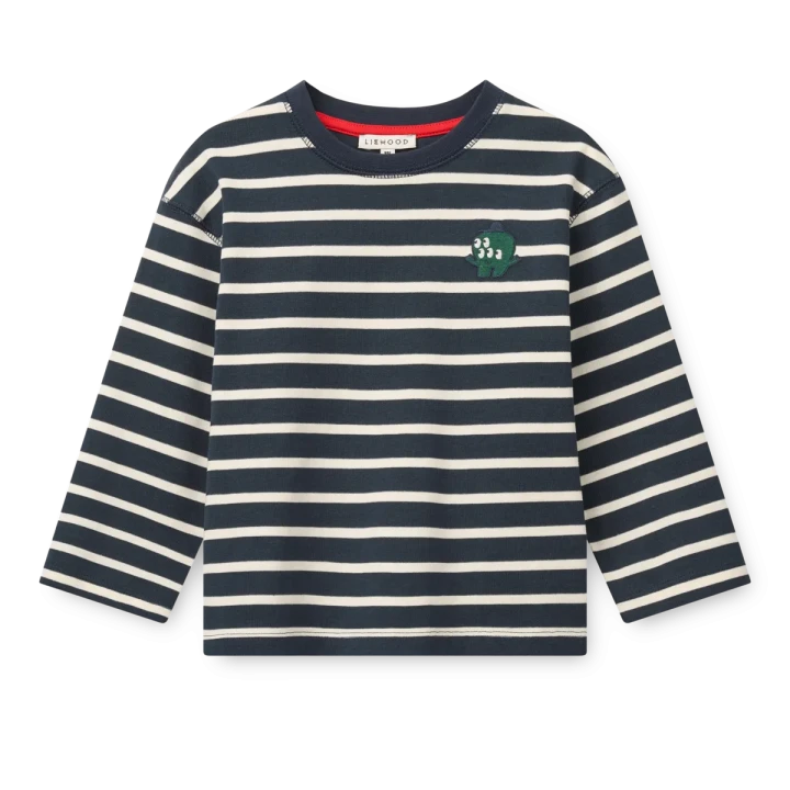 Liewood Tyler Y/D Stripe Classic Navy / Creme de la Creme koszulka z długim rękawem w paski
