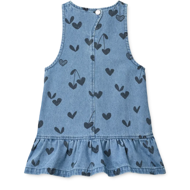 Liewood Angelica Sweethearts / Denim sukienka jeansowa A-line – widok z tyłu