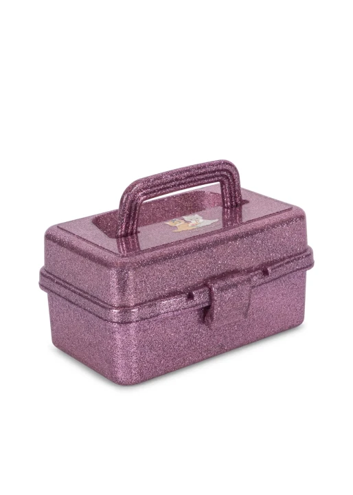 Konges Sløjd Glam Me Up Suitcase Amour Pink – zamknięta brokatowa walizka