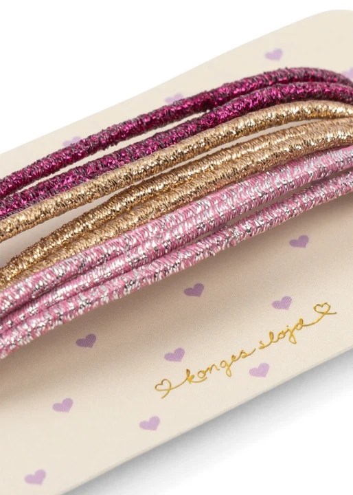 Konges Sløjd Glam Me Up Suitcase Amour Pink – brokatowe gumki do włosów