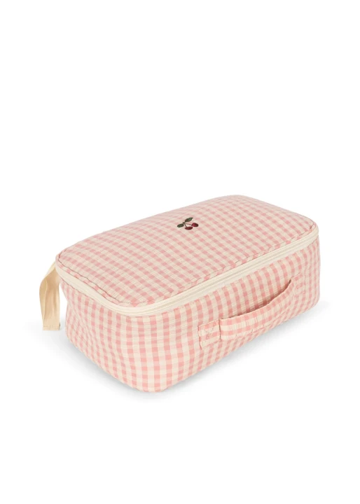 Materiałowa walizka Pink Check z zestawu Baby Doll Nursery Suitcase Konges Sløjd