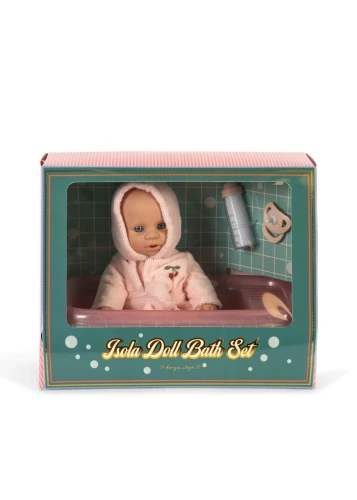 Konges Sløjd Isola Doll Bath Set Cherry – lalka do kąpieli z wanienką w opakowaniu