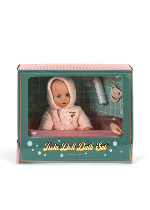 Konges Sløjd Isola Doll Bath Set Cherry – lalka do kąpieli z wanienką w opakowaniu