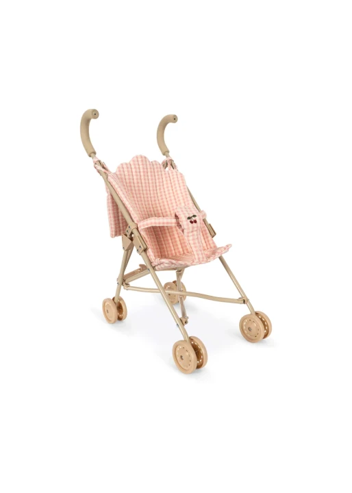 Konges Sløjd Poppy Doll Stroller Set – spacerówka Pink Check z przodu