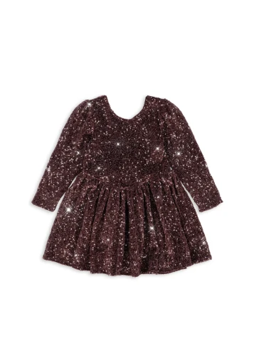 Konges Sløjd Viola Dress Decadent Chocolate – welurowa sukienka z połyskiem
