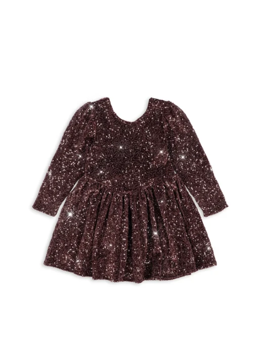 Konges Sløjd Viola Dress Decadent Chocolate – welurowa sukienka z połyskiem